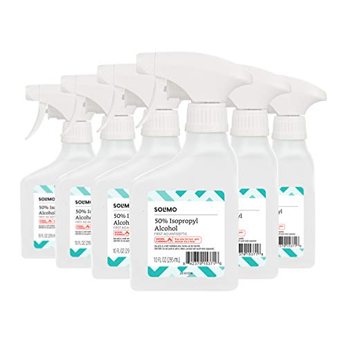 Amazon Brand - Solimo 50% Isopropyl Alcohol First Aid Antiseptic Spray Bottle, 10 Fluid Ounces (Pack of 6) $15.49