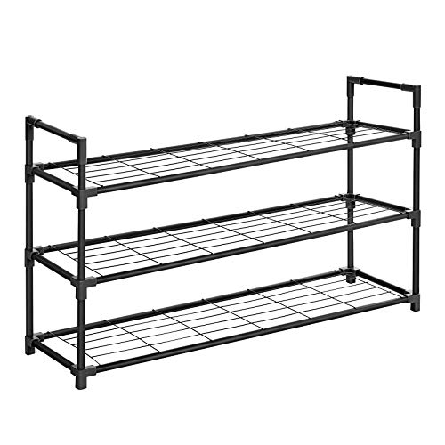 SONGMICS 3-Tier Shoe Rack, Metal Shoe Shelf, Storage Organizer Hold up to 15 Pairs Shoes, for Living Room, Entryway, Hallway and Cloakroom, 36 x 11.2 x 22 Inches, Black, Only $25.71