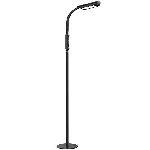 TaoTronics LED Floor Lamp 1815 Lux & 50,000 Hours Lifespan, Dimmable Standing Floor Lamp Flexible Gooseneck Touch Control Panel for Living Room, UL Adapter, Only $34.99