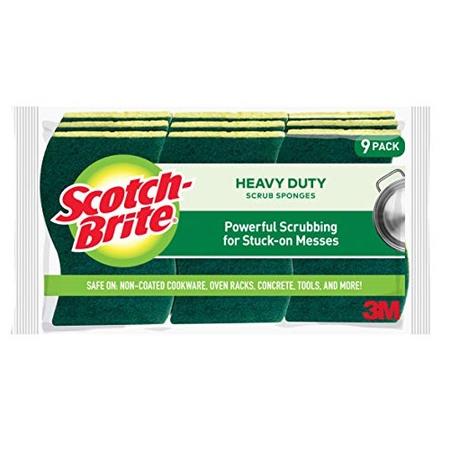Scotch-Brite Heavy Duty Scrub Sponges, Tougher than Your Worst Messes, Stands Up to Stuck-on Grime, 9 Scrub Sponges, Only $6.15