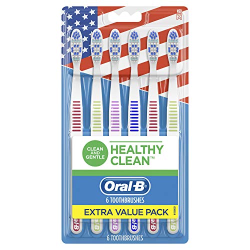 Oral-b Healthy Clean Toothbrushes, Medium Bristles, 6 Count(Assorted colors), Only $4.99