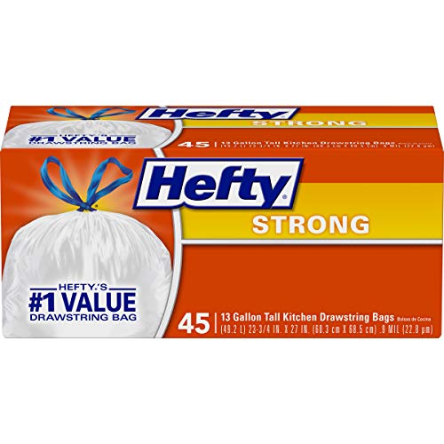 Hefty Strong Tall Kitchen Trash Bags, Unscented, 13 Gallon, 45 Count, Only $6.99