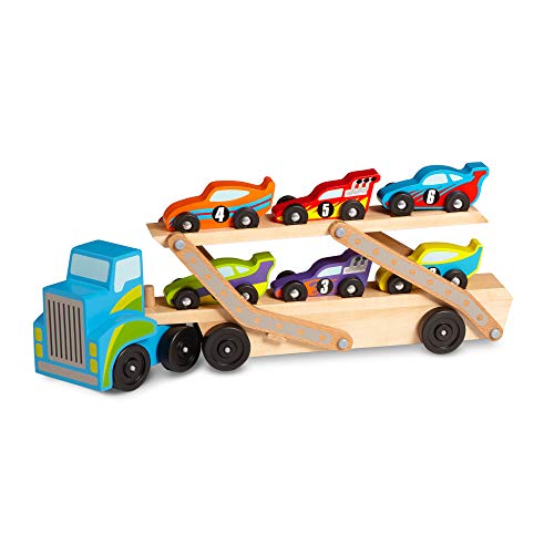 Melissa & Doug 木製賽車拖車玩具套裝 $15.00