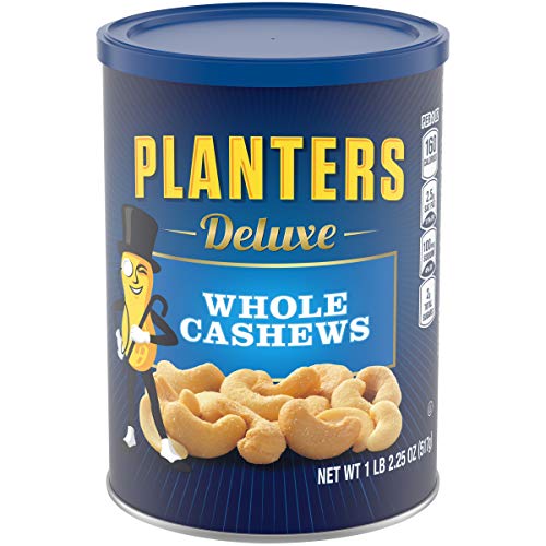 PLANTERS Deluxe Whole Cashews,Resealable Jar - Wholesome Snack Roasted in Peanut Oil with Sea Salt - Nutrient-Dense Snack & Good Source of Magnesium, 517g $7.63