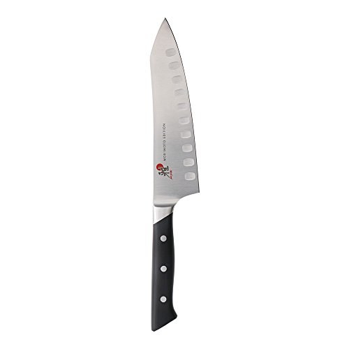 Miyabi Morimoto Edition Hollow Edge Rocking Santoku Knife, 7-inch, Black w/Red Accent/Stainless Steel, Only $79.95