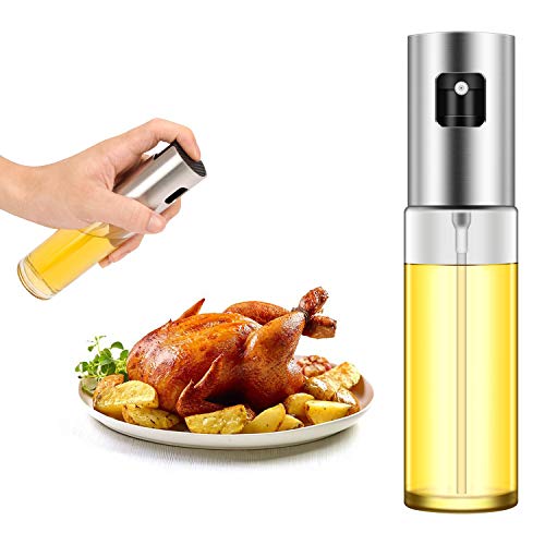 Emoly Olive Oil Sprayer, Transparent Food-Grade Glass Oil Spray，Portable Spray Bottle Vinegar Bottle Oil Dispenser for BBQ/Cooking/BBQ/Salad/Baking/Roasting Kitchen Stainless Steel, Only $5.85