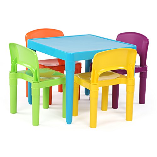 Humble Crew, Blue Table/Vibrant Chairs Kids Plastic 4 Set, Only $42.96, You Save $17.03 (28%)