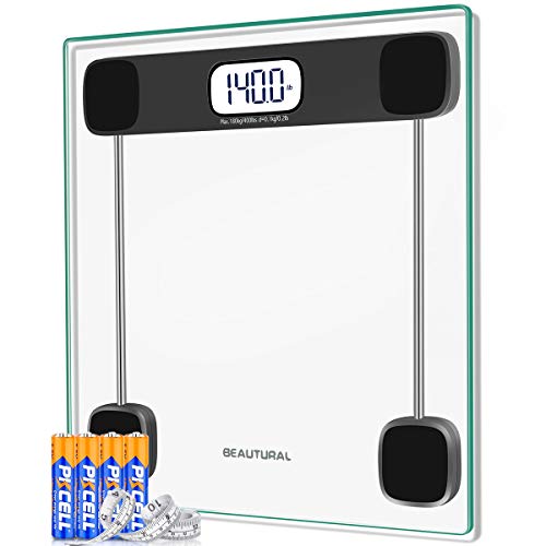 Beautural Precision Digital Body Weight Bathroom Scale with Lighted Display, Step-On Technology, 400 lb, Body Tape Measure and Batteries Included, Only $11.85