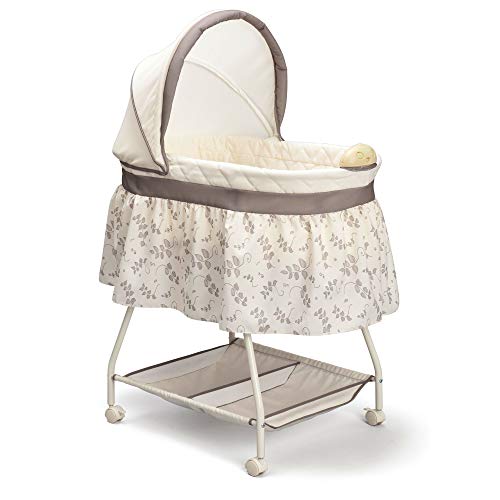 Delta Children Deluxe Sweet Beginnings Bedside Bassinet - Portable Crib with Lights and Sounds, Falling Leaves, Only $41.62, You Save $18.37 (31%)