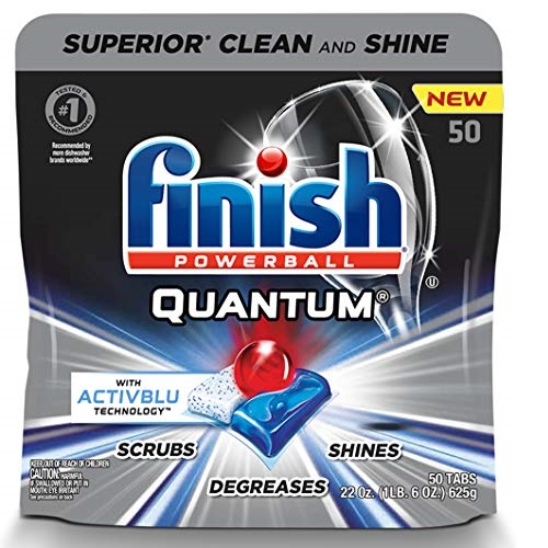Finish - Quantum with Activblu Technology - 50ct - Dishwasher Detergent - Powerball - Ultimate Clean and Shine - Dishwashing Tablets - Dish Tabs, Only $13.49