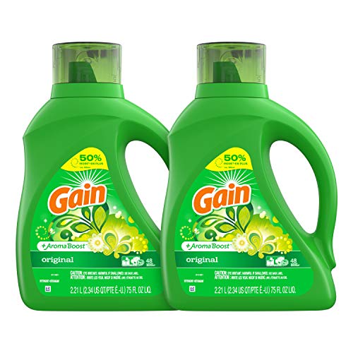 Gain Laundry Detergent Liquid Plus Aroma Boost, Original Scent, HE Compatible, 75 oz, Pack of 2, 96 Loads Total, Only $9.21