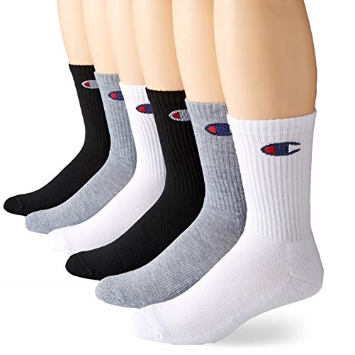 Champion Men's Double Dry Moisture Wicking Logo 6-Pack Crew Socks, Only $7.36