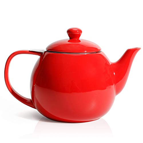 Sweese 221.104 Teapot, Porcelain Tea Pot with Stainless Steel Infuser, Blooming & Loose Leaf Teapot - 27 ounce, Red, Only $15.99