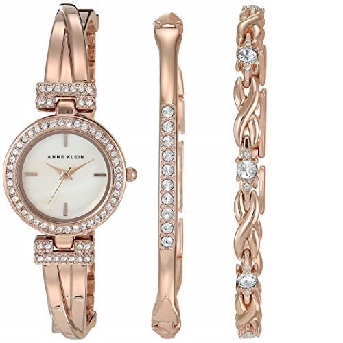 超贊！史低價！Anne Klein 施華洛世奇水晶超美腕錶套裝，原價$150.00，現僅售$$43.58 ，免運費。2色價格相近！
