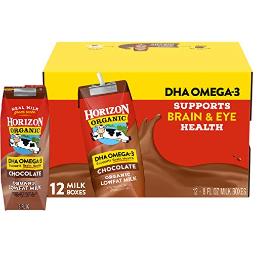 史低价！Horizon Organic有机低脂奶 巧克力味，添加 DHA Omega-3， 8oz/盒，共12盒，现点击coupon后仅售$9.48，免运费！