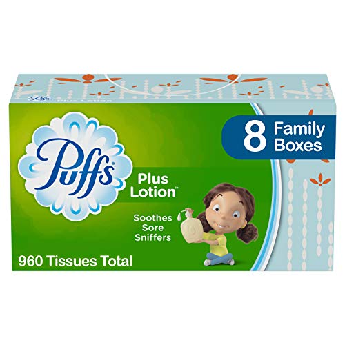 Puffs Plus Lotion Facial Tissues, 8 Family Boxes, 120 Tissues per Box (960 Tissues Total), Only $12.22