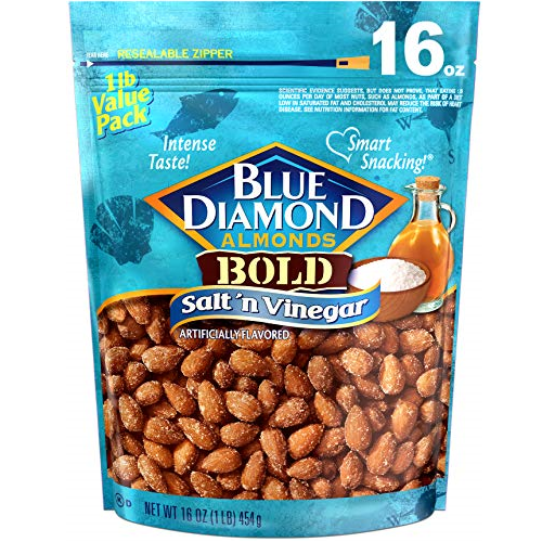 Blue Diamond Almonds 美國大杏仁，鹽醋口味，16 oz 點擊Coupon后 $4.79