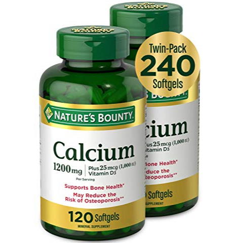 Nature’s Bounty Calcium Plus 1000 IU Vitamin D3, Immune Support & Bone Health, Softgels, 120 Ct (2-Pack), only $9.20