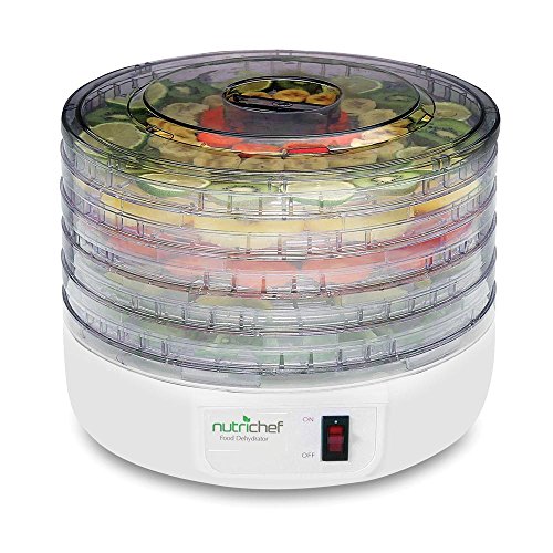 Electric Food Dehydrator Machine, Professional Kitchen Appliances, Meat or Beef Jerky Maker, Fruits and Vegetable Dryer with 5 Stackable Trays, High-Heat Circulations- NutriChef PKFD12, Only $47.99