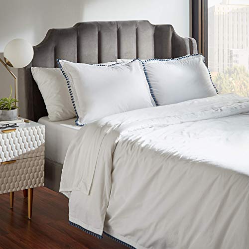 Amazon Brand – Rivet Pom-Pom Duvet Comforter Cover Set, King, 104