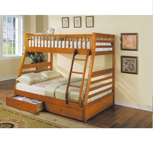 Acme 02018 Jason Twin/Full Bunk Bed with Drawers, Honey Oak Finish, Only $349.00, You Save $129.99 (27%)