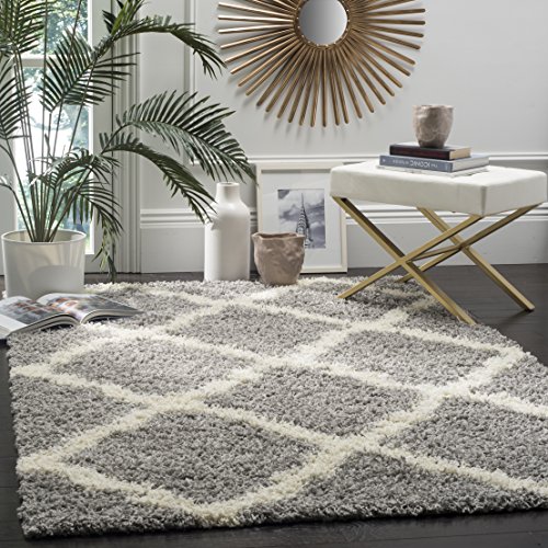 Safavieh Dallas Shag Collection SGD257G Trellis 1.5-inch Thick Area Rug, 6' x 9', Grey/Ivory, Only $80.91