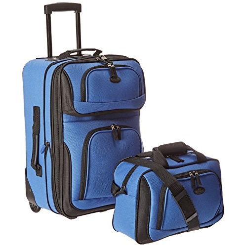 U.S. Traveler Rio Rugged Fabric Expandable Carry-On Luggage Set, Royal Blue, 2-Piece, Only $17.66