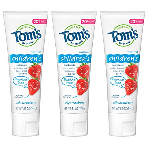 Tom's of Maine Fluoride-Free Children's Toothpaste, Kids Toothpaste, Natural Toothpaste, Silly Strawberry, 5.1 Ounce, 3-Pack, Only $8.81
