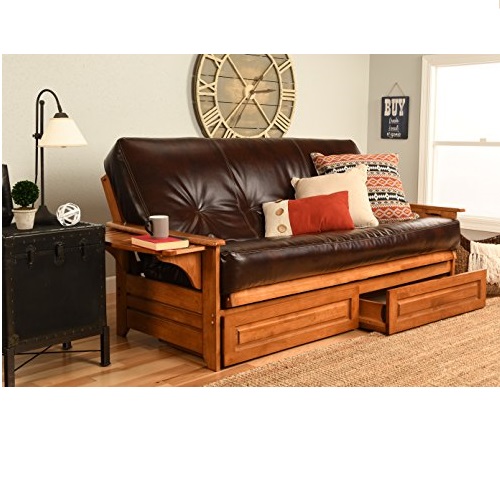 Kodiak Furniture Phoenix Futon Set with Oregon Trail Java Mattress and Storage Drawers, Full, Barbados, Only $546.03