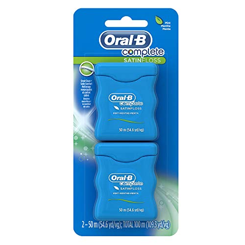Oral-B Complete SatinFloss Dental Floss, Mint, 50 M (54.6 yd), Pack of 2, Only $3.73 ($1.86 / Count), You Save $0.89 (19%)