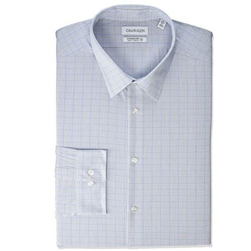 Calvin Klein 男士 免熨 格纹衬衫，原价$49.99，现仅售$6.33
