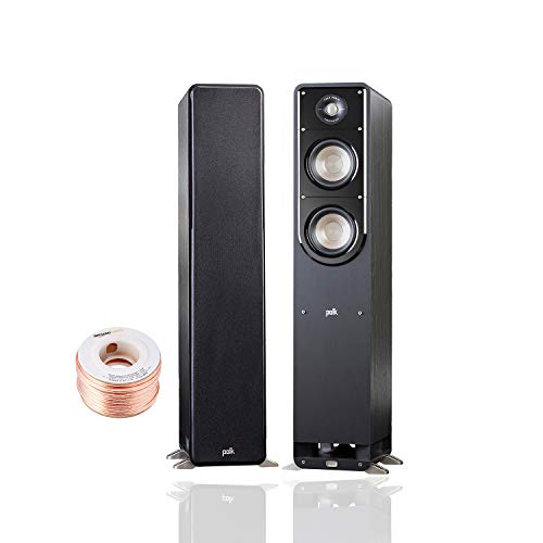 Polk Audio Signature Series S50 Floor Standing Speaker (Pair) with Amazon Basics 14 Gauge 50' Wire Cable | American HiFi Surround Sound | Detachable Magnetic Grille, Only $429.49