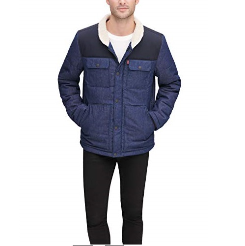 Levi's mens Quilted Mixed Media Shirttail Work Wear Puffer Jacket, Only $48.00, You Save $31.99 (40%)