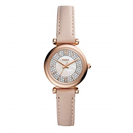 Fossil Women's Carlie Mini Quartz Leather Three-Hand Watch, Color: Nude (Model: ES4839), Only $54.50, You Save $54.50 (50%)