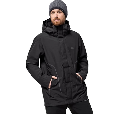 Jack Wolfskin Men's Taiga Trail M Waterproof Recycled Shell Jacket, Black, Small, Only $34.39