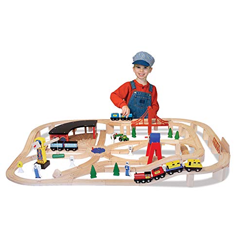Melissa & Doug Wooden Railway Set, 130 Pieces (E-Commerce Packaging, Great Gift for Girls and Boys - Best for 3, 4, 5 Year Olds and Up), Only $71.40, You Save $58.59 (45%)