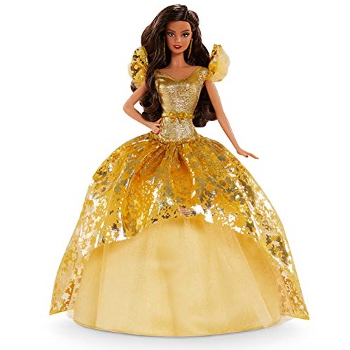 Barbie Signature 2020 Holiday Barbie Doll (12-inch Brunette Long Hair) in Golden Gown, with Doll Stand and Certificate of Authenticity, Gift for 6 Year Olds and Up, Only $24.74, You Save $15.25 (38%)