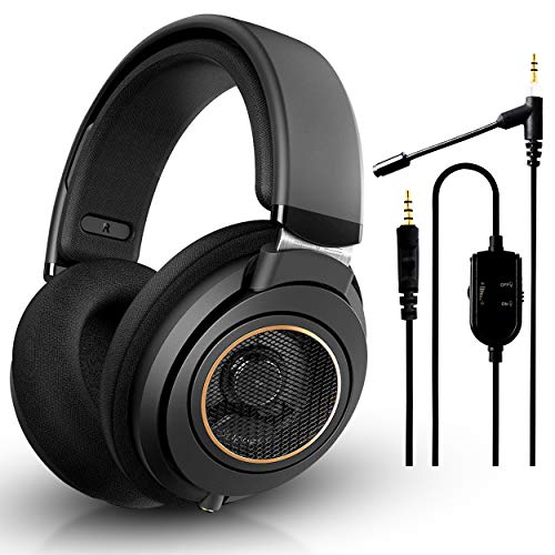 Philips SHP9600 Wired, Over-Ear, Headphones, Comfort Fit, Open-Back 50 mm Neodymium Drivers (Black) + NeeGo Attachable Microphone for Headphones - Gaming and Communication, Only $99.999