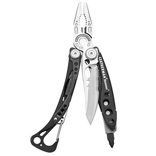 LEATHERMAN - Skeletool Lightweight Multitool with Combo Knife and Bottle Opener, Stainless Steel & Black with Silver Jaw (Black), Only $45.55