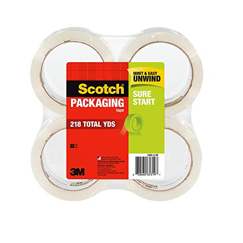 Scotch Sure Start Shipping Packaging Tape, 1.88 in. x 54.6 yds., Clear, 4 Rolls/Pack $9.97