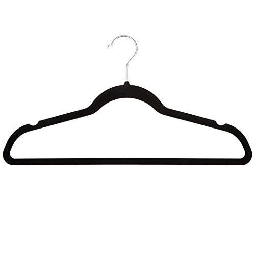 史低价！AmazonBasics 黑色丝绒面西装衣架，100个，原价$39.00，现仅售$20.71