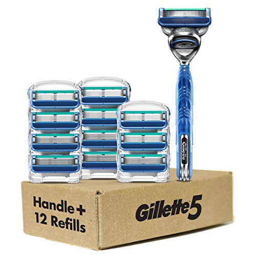 史低价！ Gillette吉列 5 男士剃须刀，带12个替换头，现点击coupon后仅售$18.18，免运费！