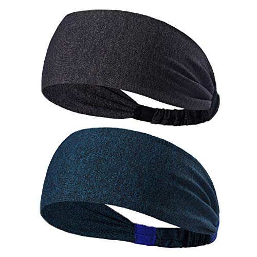 Black Friday deal! 2 Pack Yoga Sport Athletic Headband for Women and Men,Elastic Non-Slip Lightweight for Running Sports Travel Fitness Elastic Wicking Workout only $8.00