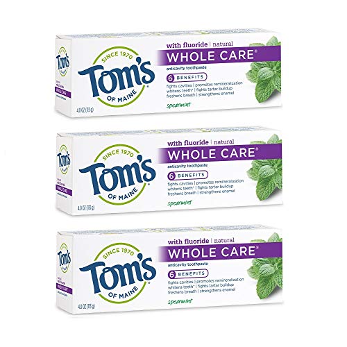 Tom's of Maine Whole Care Toothpaste, Toms Toothpaste, Natural Toothpaste, Spearmint, 4.0 Ounce, 3-Pack, Only $10.22