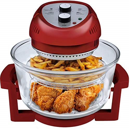 Big Boss Oil-less Air Fryer, 16 Quart, 1300W, Easy Operation with Built in Timer, Dishwasher Safe, Includes 50+ Recipe Book - Red, Only $60.71