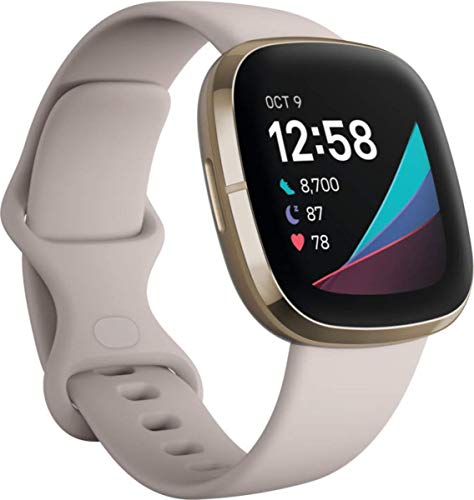 Fitbit Sense Advanced Smartwatch with Tools for Heart Health, Stress Management & Skin Temperature Trends, White/Gold, One Size (S & L Bands Included) $199.95