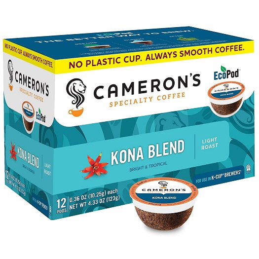 史低价！Cameron's Kona Blend K Cup咖啡胶囊，72颗，原价$35.94，现点击coupon后仅售$18.44，免运费！