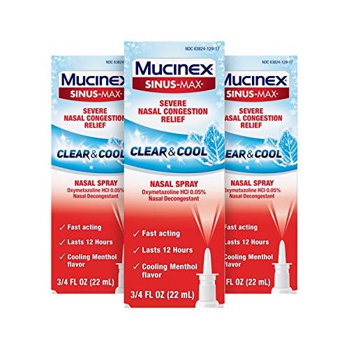 Mucinex Mucinex Severe Nasal Congestion Relief Clear & Cool Nasal Spray, Cooling Menthol Flavor (Pack of 3), 2.25 Fl Ounce, Only $18.99