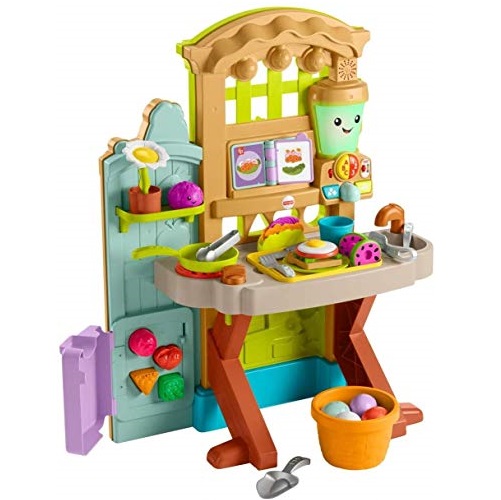 Fisher-Price Laugh & Learn Grow-the-Fun Garden to Kitchen, interactive farm-to-kitchen playset for toddlers with music, lights and learning content, Only $55.98