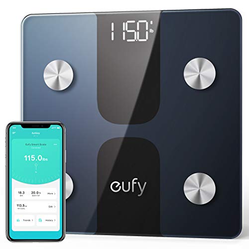 eufy Smart Scale C1 with Bluetooth, Body Fat Scale, Wireless Digital Bathroom Scale, 12 Measurements, Weight/Body Fat/BMI, Fitness Body Composition Analysis, Black/White, lbs/kg, Only $17.99